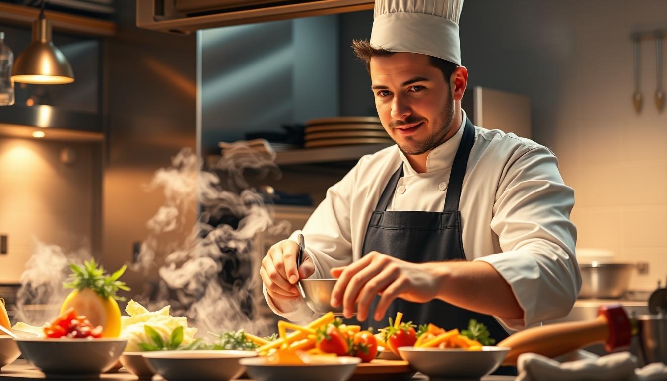 Balanced healthy meal prepared in a home kitchen